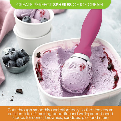 Spring Chef Heavy Duty Ice Cream Scoop - Non-Slip Handle for Gelato, Sorbet & Sundae - Magenta
