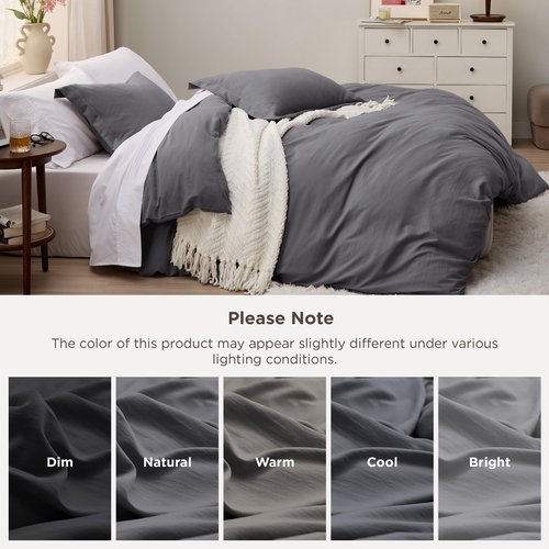 Bedsure Dark Grey Duvet Cover King Size - 3 Pieces Prewashed Cotton-Like Polyester Extra Soft Bedding Set, Includes 1 Duvet Cover 104x90 Inches with Zipper Closure & 2 Pillow Shams, No Comforter