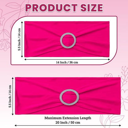 MDS Premium Spandex Chair Sashes - Stretchy Bow Covers with Buckle Slider for Weddings | Magenta, Pack of 50