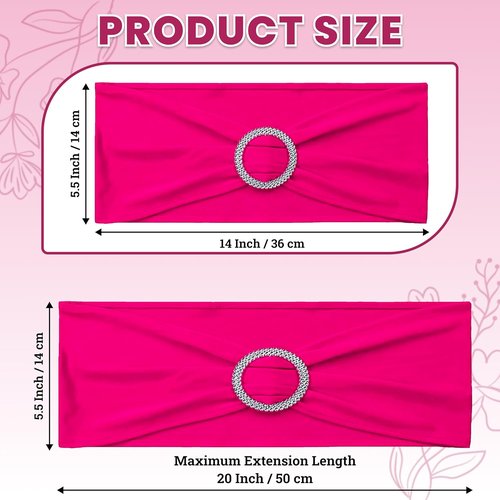MDS Spandex Chair Sashes - Universal Fit Elastic Stretch Bands with Buckle Slider - Pack of 125 | Magenta