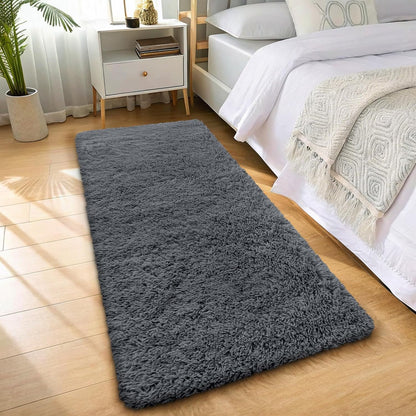 OLANLY Runner Rugs - Soft, Machine Washable Shaggy Design for Hallway & Bedroom | Grey 2x7 ft