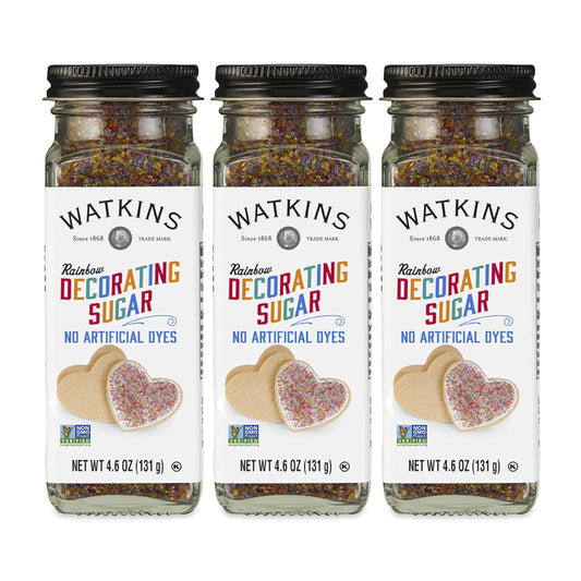 Watkins Rainbow Decorating Sugar - Non-GMO Sweetener | 4.6 Ounce Pack of 3
