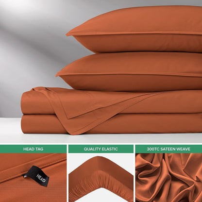 Pure Bamboo King Sheets - Luxuriously Soft 100% Organic Viscose Bed Sheet Set | Cooling & Durable (King, Terracotta)