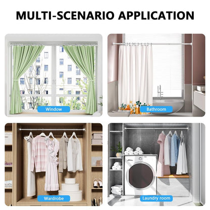 Shower Curtain Rod 27-79 Inches, Adjustable Tension Shower Rod No Drilling, No Slip, Spring Tension Curtain Rod for Bathroom Kitchen Closet Windows - Silver