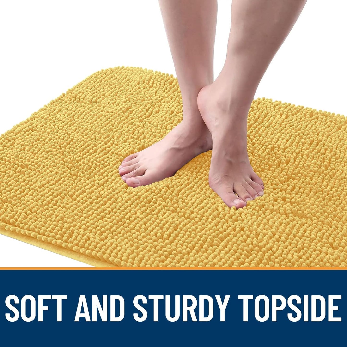 OLANLY Dog Door Mat - Absorbent Non-Slip Washable Doormat for Muddy Paws | 44x24 Yellow Chenille Mat