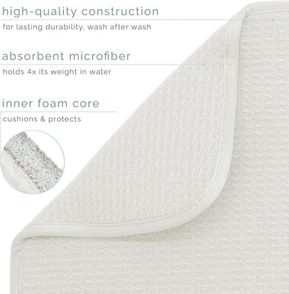S&T INC. XL Dish Drying Mat - Absorbent Microfiber Kitchen Counter Pad, 18” x 24”, Cream