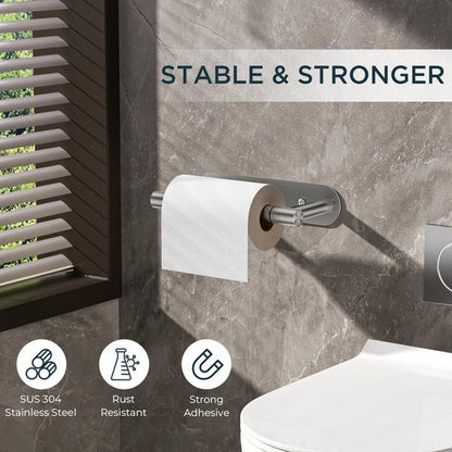 FORIOUS Toilet Paper Holder, Adhesive or Screw Wall Mount Pivoting Tissue Roll Holder for Bathroom, Stainless Steel Rustproof Self Adhesive Toilet Paper Roll Holder no Drilling, Brushed Nickel