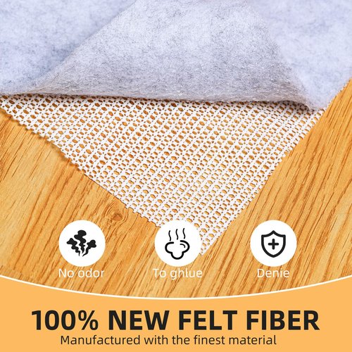 Non Slip Rug Pad, Natural Rubber Backing Rug Pads 1/4” Thick, Felt Rug Gripper Pad, Non Slip Under Carpet Mat, Under Rug Cushion for Hardwood Floors, Carpet Runners (5x8FT)