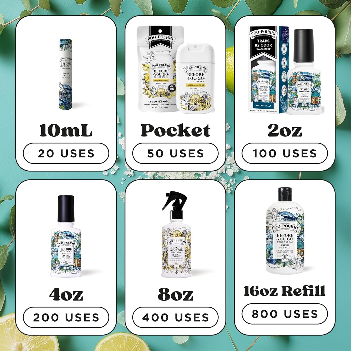 Poo~Pourri 16oz Fresh Sea Salt | Odor Eliminating Spray for Home Freshness