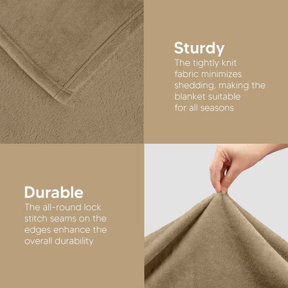 Utopia Bedding Fleece Blanket Throw Size Camel 300GSM Luxury Anti-Static Fuzzy Soft Microfiber Blanket for Couch, Sofa and Bed (50x60 Inch)