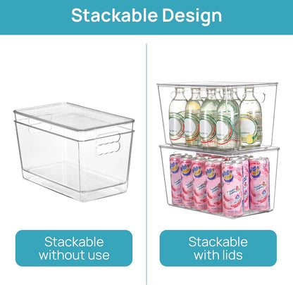 Vtopmart Clear Stackable Storage Bins - 10 Pack XL Plastic Containers with Lids for Kitchen & Pantry Organization