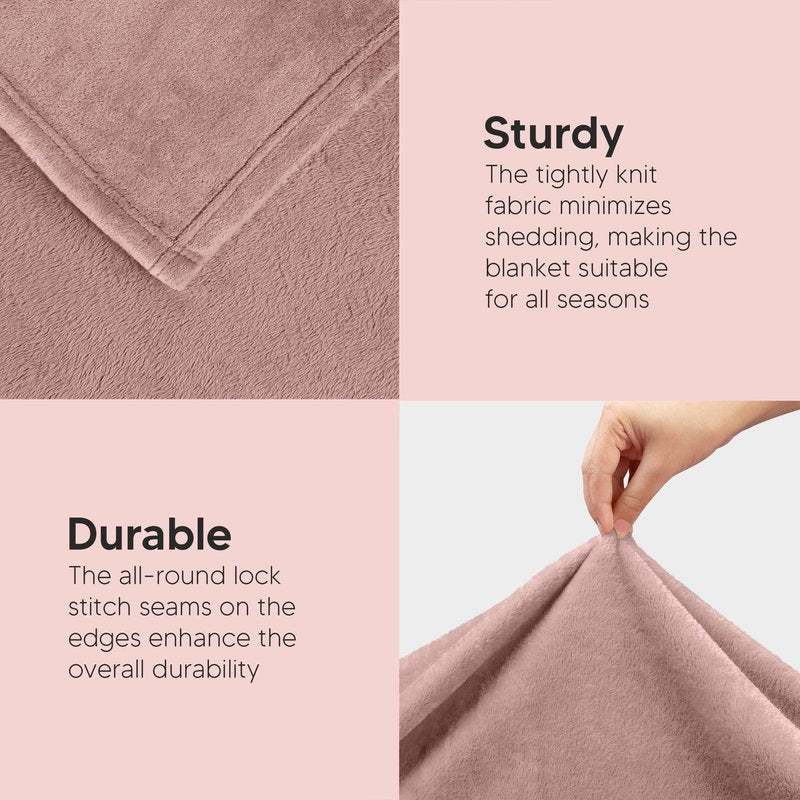 Utopia Bedding Fleece Blanket Queen Size Rose Pink 300GSM Luxury Anti-Static Fuzzy Soft Microfiber Bed Blanket (90x90 Inch)