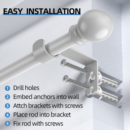 Silver Curtain Rods for Windows 28 to 48 Inch,5/8 Inch Diameter Drapery Rods with Brackets Heavy Duty Curtain Rods for Bedroom