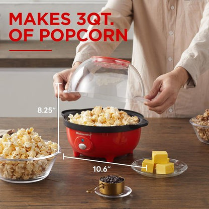 Elite Gourmet Automatic Stirring Popcorn Maker - 12-Cup Nonstick Ceramic Design, Red | Perfect for Home Parties