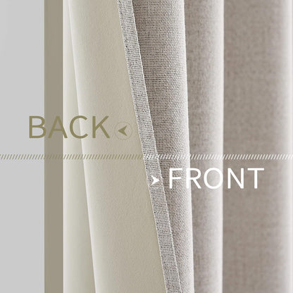 MIULEE Blackout Linen Textured Curtains - Thermal Insulated Room Darkening Drapes, Ivory, 42 x 90 Inch (2 Panels)