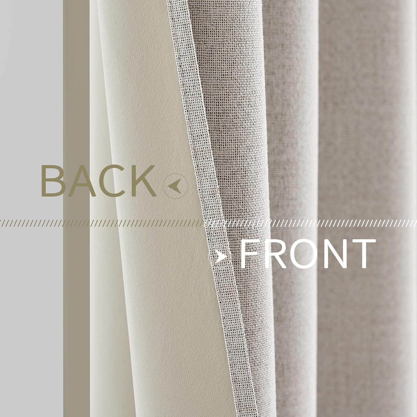 MIULEE 100% Blackout Linen Textured Curtains - Thermal Insulated Ivory Drapes | 52 x 120 Inch (2 Panels)