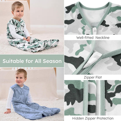Yoofoss Baby Sleep Sack | 100% Organic Cotton Wearable Blanket | 0-6 Months | 3 Pack, Comfy & Lightweight