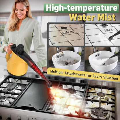Skiennix Pressurized Handheld Steam Cleaner - Multi-Purpose Portable Steamer with 11 Accessories for Home Deep Cleaning