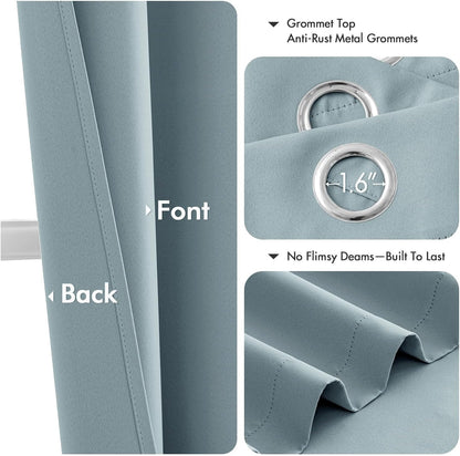 MIULEE Slate Blue Blackout Curtains - Thermal Insulated Room Darkening Drapes | 54 Inches Long, 2 Panels