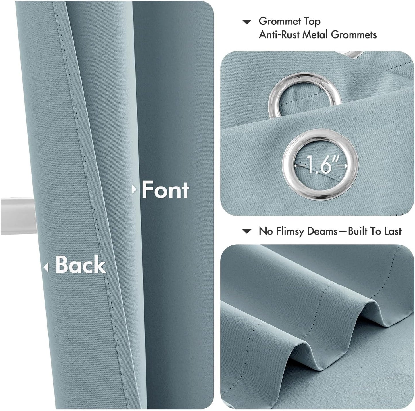 MIULEE Slate Blue Blackout Curtains - Thermal Insulated Room Darkening Drapes | 63 Inches Long, 2 Panels