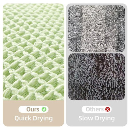 TYUU Waffle Bath Mat, Boho Bathroom Rugs Non Slip Washable Super Absorbent Quick Dry Cute Bath Mat Farmhouse Bathroom Decor, 36"x24" Pale Green