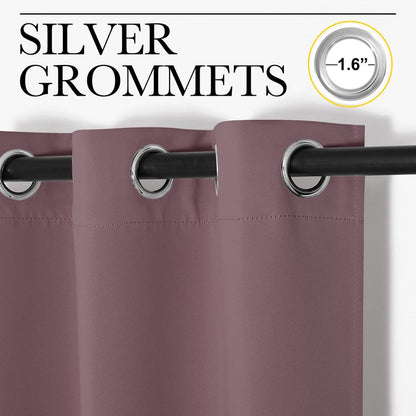 NICETOWN Window Curtain Panels, Dry Rose, 1 Pair, 34 by 54-inch, Thermal Insulated Solid Grommet Blackout Draperies/Drapes for Basement