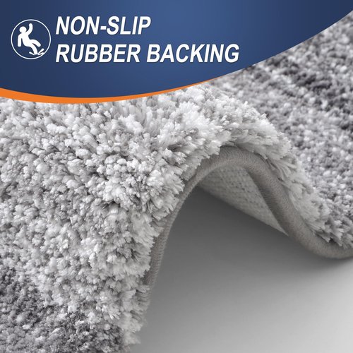 OLANLY Bathroom Rugs Sets 3 Piece, Soft Absorbent Microfiber Bath Mats and U-Shaped Contour Toilet Rug, Machine Wash Dry, Plush Shaggy Bath Mat Set for Bathroom (30"x20"+24"x16"+24"x20", Grey)