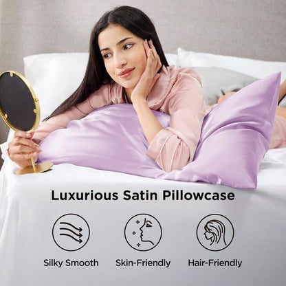 Bedsure Satin Pillowcase - Luxurious Silk-Like Comfort | Standard Size, Navy, 20x26 Inches, 2-Pack