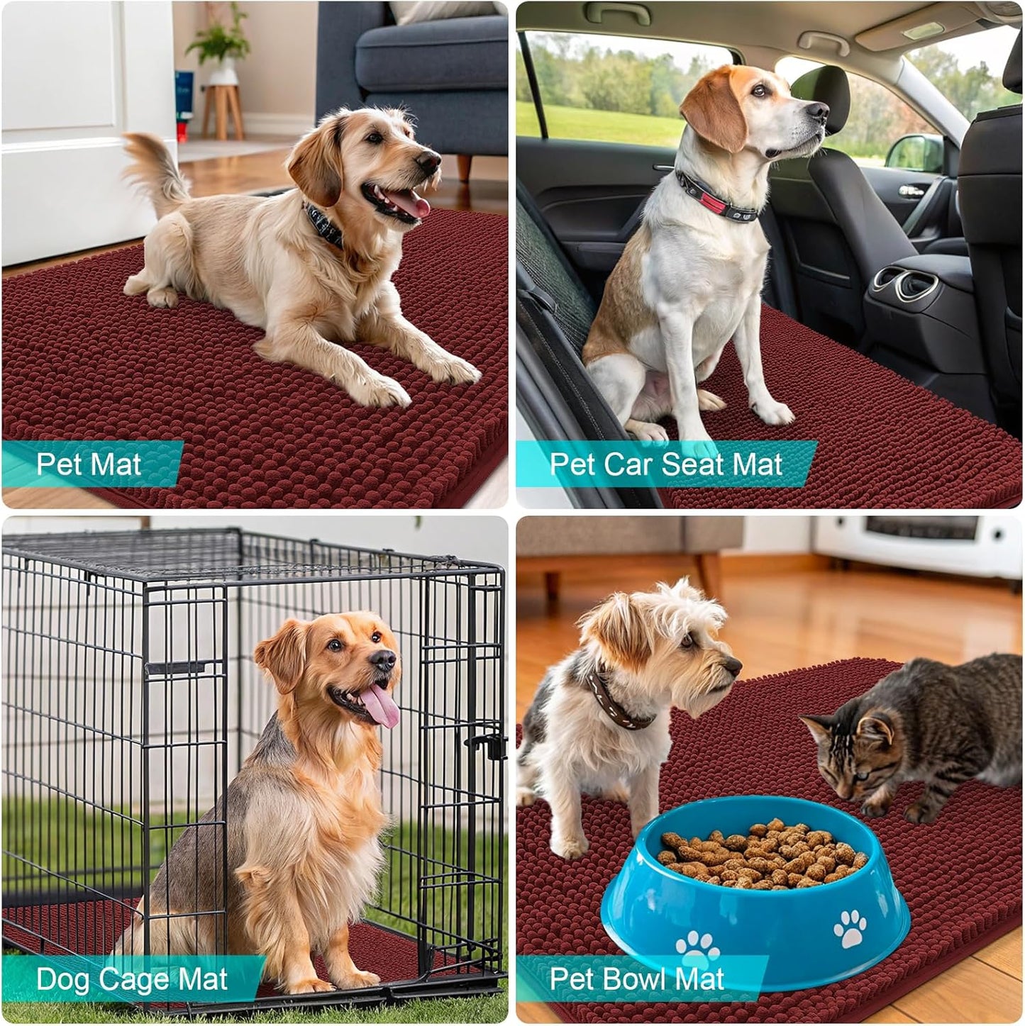 OLANLY Dog Door Mat - Absorbent Non-Slip Mud Mat for Muddy Paws | Quick Dry Chenille, 40x32, Caramel Russet
