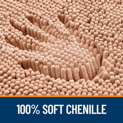 OLANLY Bathroom Runner Rugs - Extra Soft Chenille Bath Mat | Quick-Dry, Machine Washable, 59x20 Inches, Peach