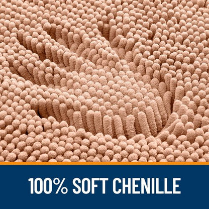 OLANLY Bathroom Rugs 47x24, Extra Soft Absorbent Chenille Bath Rugs, Rubber Backing Quick Dry, Machine Washable Bath Mats for Bathroom Floor, Tub and Shower, Home Decor Accessories, Peach