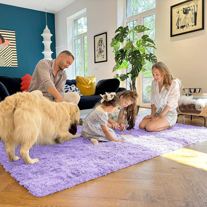 OLANLY Large Area Rug - Soft Fluffy Shaggy Indoor Carpet for Living Room & Bedroom | Light Purple 6x9