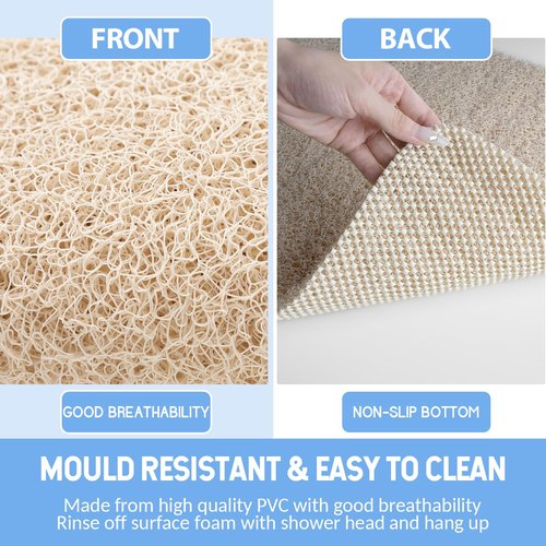 Hargiis Non-Slip Bathtub Mat, Anti Slip Shower Mat, Fast Drying Bathtub Mats, Foot Scrubber Mat, Anti Slip Mat for Tub, Floor, Bathroom, Kitchen, Home, Hotel (Beige 40"×28")