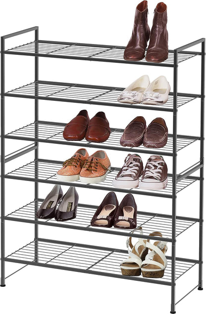 Simple Houseware 3-Tier Stackable Shoe Rack - Durable Storage Shelf in Black for Organized Spaces