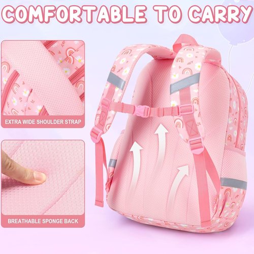 Fimibuke Kids Backpack - 3-in-1 Set with Lunch Box & Pencil Case for Girls, Ages 3-12 | Daisy Design