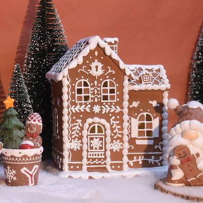 Sheaifun Gingerbread House Decor - LED Lighted Resin Christmas Decoration | 9 x 5 x 10.2 Inch