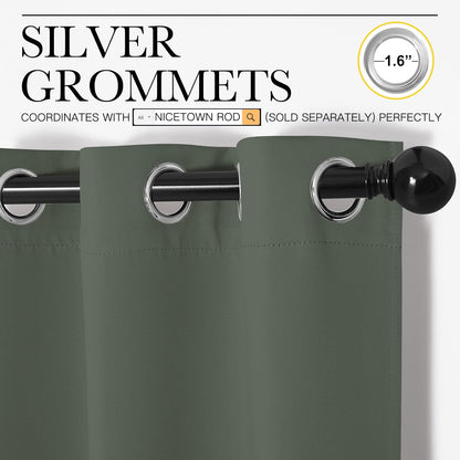 NICETOWN Blackout Curtains - Thermal Insulated Grommet Drapes for Bedroom | Dark Mallard, Set of 2 Panels, 42x84 Inch