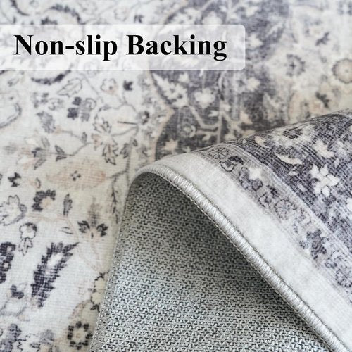 **Regine Switzerland 2x5 Washable Runner Rug - Stain Resistant & Ultra Soft | Grey Indoor Carpet for Entryway & Kitchen**