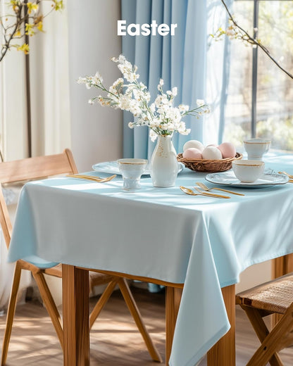 Pureegg Disposable Plastic Tablecloths - 54 x 108 Inch, Waterproof Baby Blue for Easter, Weddings & Picnics