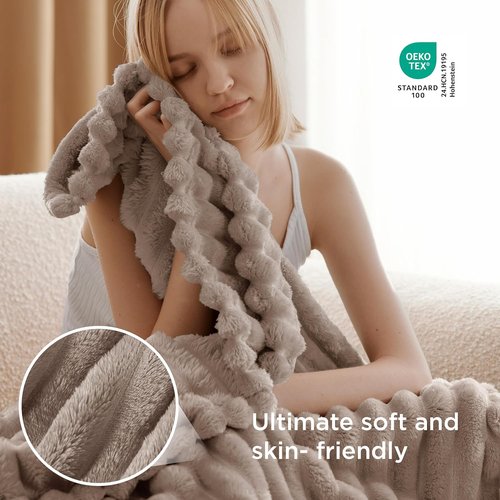 Bedsure GentleSoft Light Brown Fleece Blanket - Cozy 60x80 Inch Throw for Couch & Home Decor