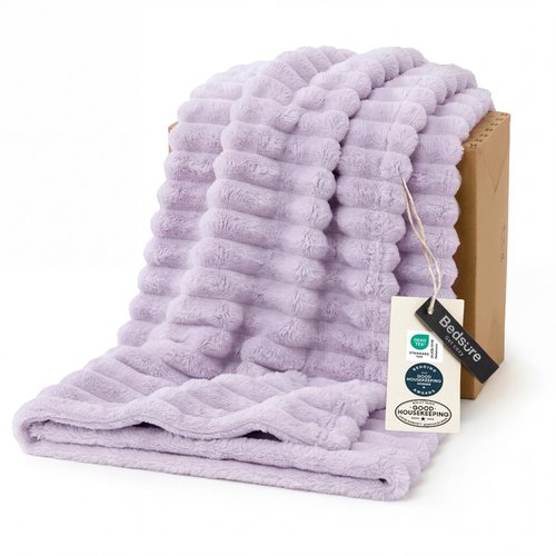 Bedsure GentleSoft Lavender Fog Fleece Blanket for Couch - Cozy Soft Blankets for Women, Cute Small Throws for Girls, 60x80 Inches