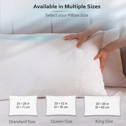 PlushDeluxe Pillow Protectors - Queen Size 20”x32” | Set of 2 Waterproof, Hypoallergenic Encasements