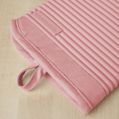 KitchenAid Ribbed Soft Silicone Oven Mitts - 2-Pack Set, 7.5"x13", Stylish Dried Rose Color