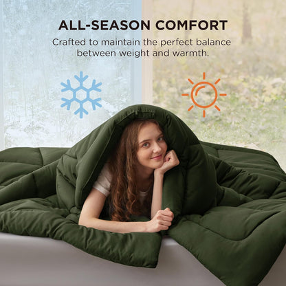 Bedsure Comforter Duvet Insert - All-Season Quilted Cal King Bedding in Olive Green, 96 x 102 Inches