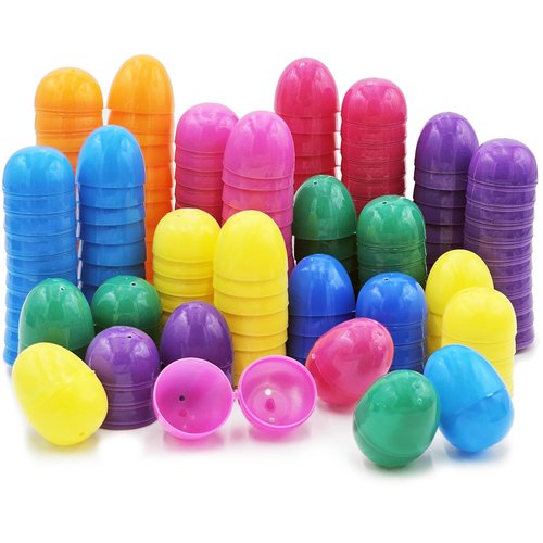 The Dreidel Company 100-Pack Fillable Easter Eggs with Hinge Bulk Colorful Bright Plastic Easter Eggs, Perfect for Easter Egg Hunt, Suprise Egg, Easter Hunt, 2.3" Assorted Colors (100-Pack)