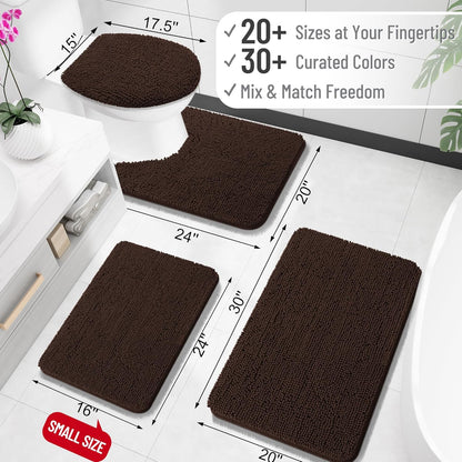 OLANLY Bathroom Rugs - Extra Soft Absorbent Chenille Bath Mats | 30x18, Quick Dry, Machine Washable, Brown