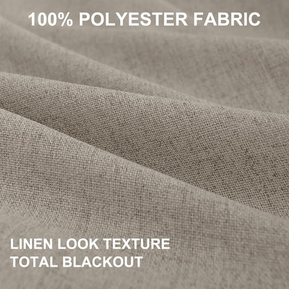 Skiennix 100% Blackout Linen Curtains - Thermal Insulated Drapes, 50" W x 102" L, 2 Panels Set