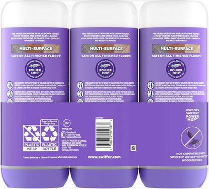 Swiffer PowerMop Floor Cleaning Solution - Lavender Scent | Triple Pack for Effortless Cleaning