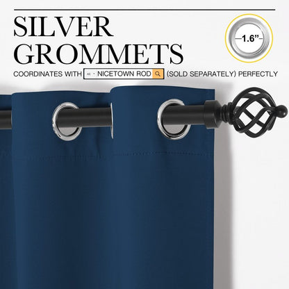 NICETOWN Moroccan Blue Blackout Curtains 90" Long for Office, Dining Room, Guest Room, Sound Reducing Heat and Cold Block Curtain Panels for Modern Room Decorative (55" Wide, 2 Pieces)
