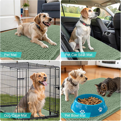OLANLY Dog Door Mat - Absorbent Non-Slip Washable Doormat for Muddy Paws | 47x20 Olive Green